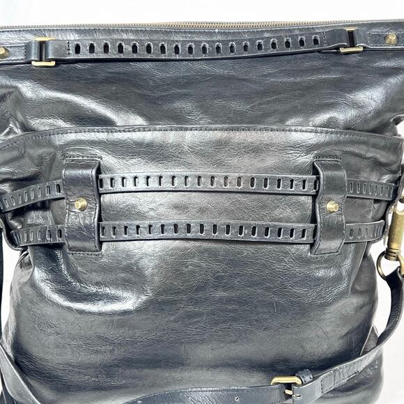 Joelle Hawkens Victory Folder Shoulder Bag Purse Black Leather Convertible - Picture 8 of 15